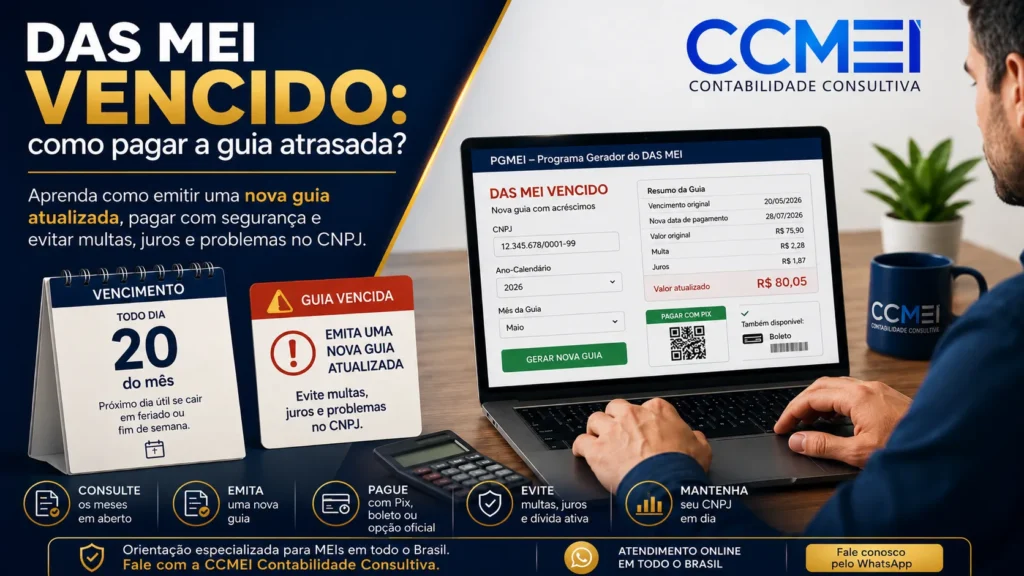DAS MEI vencido DAS MEI vencido com guia atrasada, nova emissão pelo PGMEI e pagamento atualizado